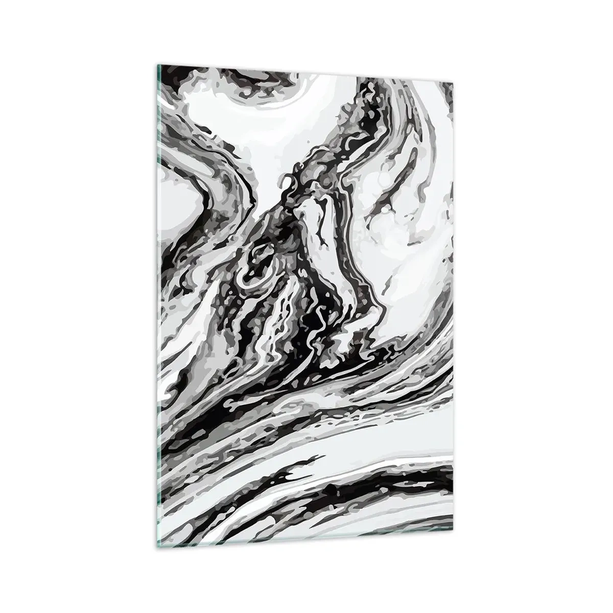 Impression sur verre - Image sur verre - Motif de marbre abstrait en noir et blanc - 80x120cm - Au début, c'était le chaos - Décoration murale moderne pour le salon et la chambre ARTTOR