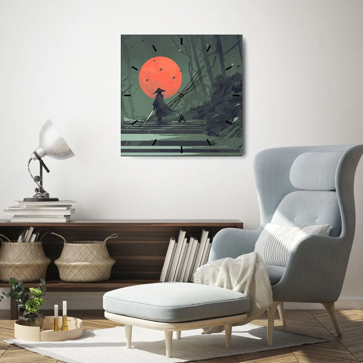 Horloge murale - Pendule murale - Guerrier de la lune rouge - 40x40 cm