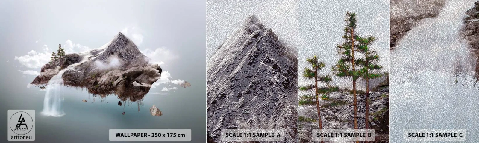 Échantillon de Papier Peint Premium Sand - L'oeil du surréaliste - Abstraction, Fantaisie, Île - 100x30 cm