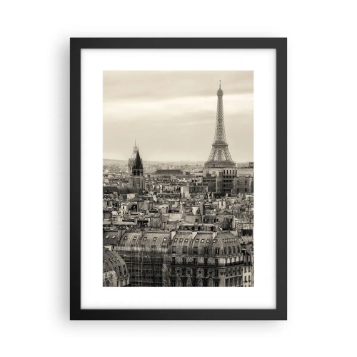 Affiche dans un cadre noir - Poster - Sur les toits de Paris - 30x40 cm