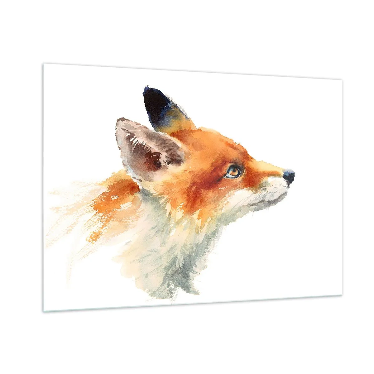 Impression sur verre - Image sur verre - Illustration à l'aquarelle d'un renard regardant au loin - 100x70cm - Vous ne pouvez jamais être trop prudent - Décoration murale moderne pour le salon et la chambre ARTTOR