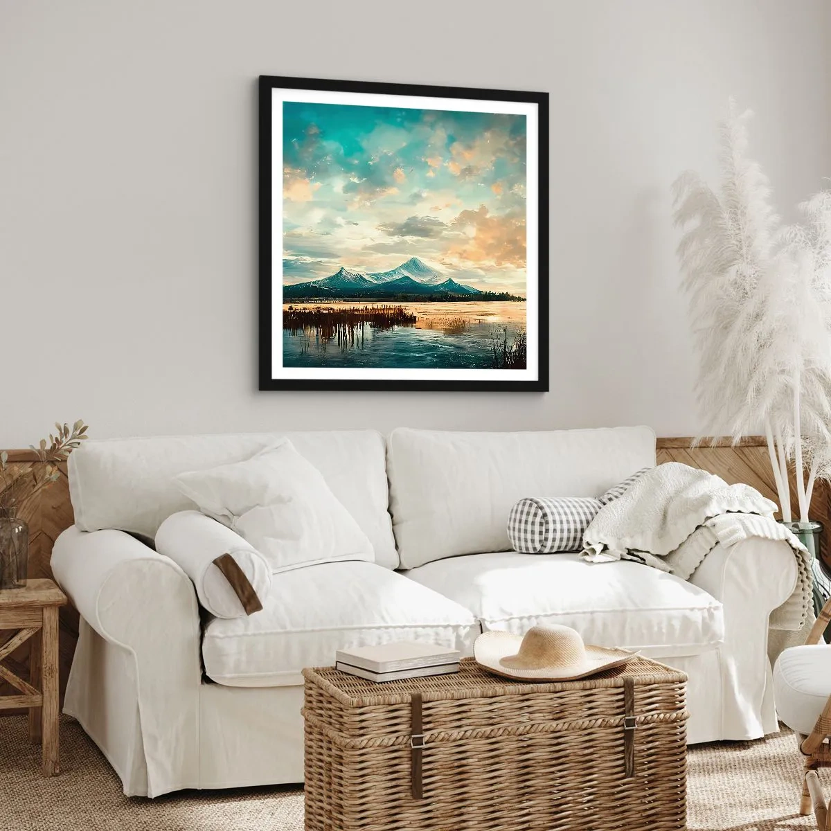 Affiche dans un cadre noir - Poster - Sous la protection du ciel - 30x30 cm