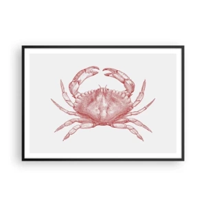 Affiche dans un cadre noir - Poster - Dessin d'un crabe dans une teinte rouge - 100x70cm - Le crabe des crabes - Décoration murale moderne pour le salon et la chambre ARTTOR