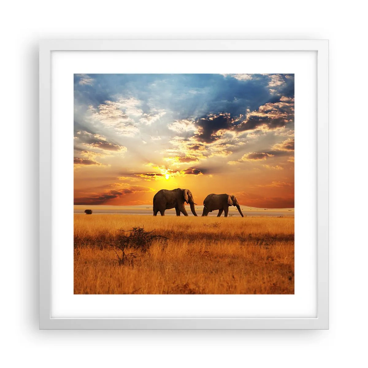 Affiche dans un cadre blanc - Poster - Déambulation familliale - 40x40 cm