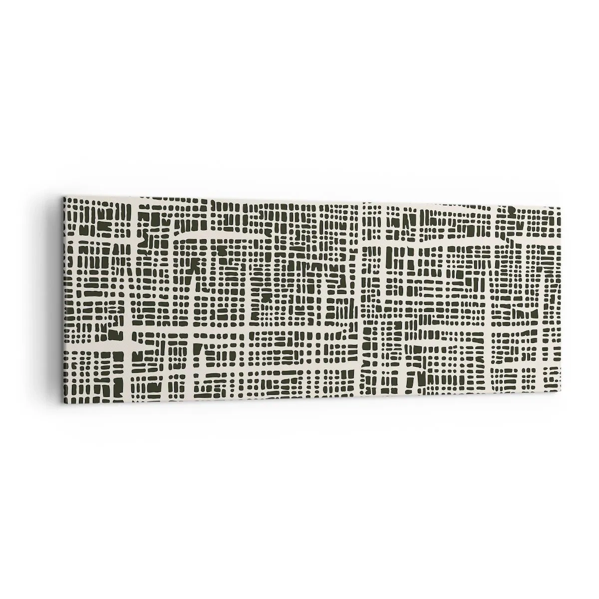 Impression sur toile - Image sur toile - Un motif géométrique ressemblant à une grille sur un fond clair - 140x50cm - Composition tissée - Décoration murale moderne pour le salon et la chambre ARTTOR