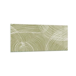 Impression sur verre - Image sur verre - Lignes vertes et blanches dans une composition abstraite - 120x50cm - Abstraction complexe de blanc - Décoration murale moderne pour le salon et la chambre ARTTOR