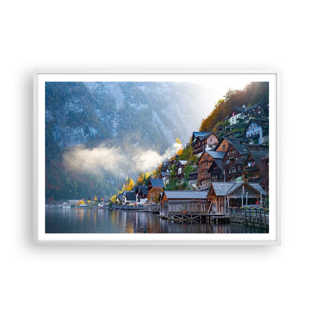 Affiche dans un cadre blanc - Poster - Ambiance alpine - 100x70 cm