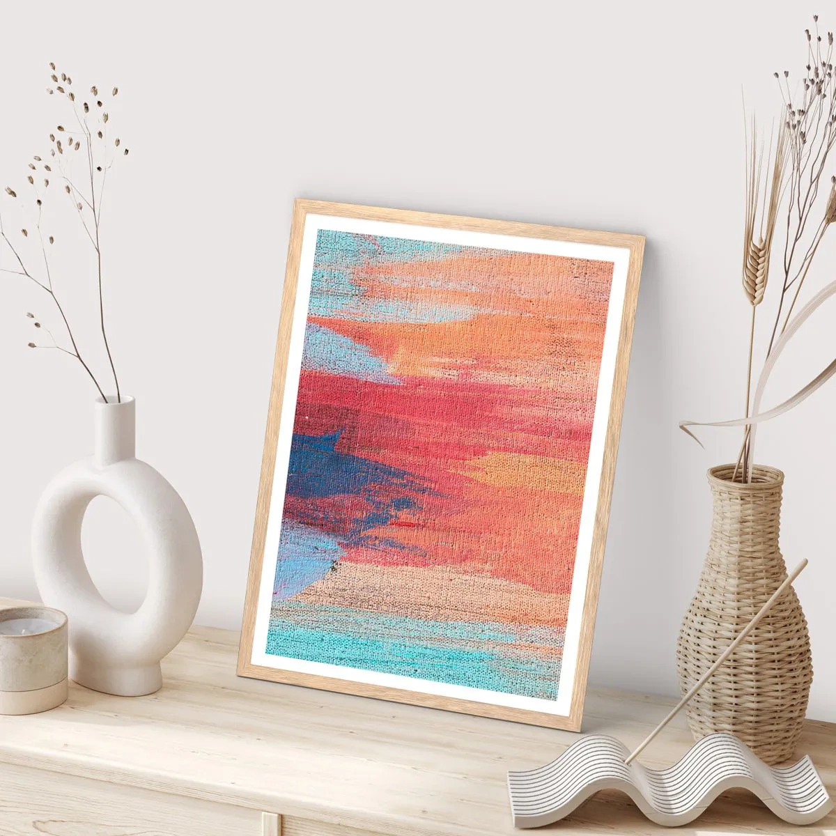 Affiche dans un chêne clair - Poster - Ecoulement de l'arc-en ciel - 50x70 cm