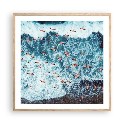 Affiche dans un chêne clair - Poster - Défilé du bord de mer - 60x60 cm