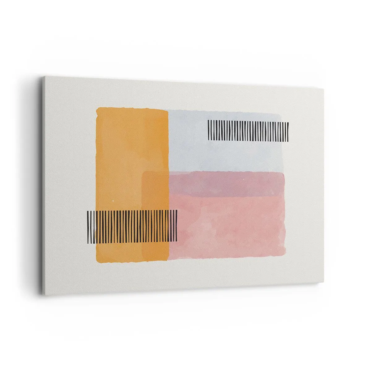 Impression sur toile - Image sur toile - Géométrie aux couleurs pastel avec des lignes sur fond clair - 120x80cm - D'un coin à l'autre - Décoration murale moderne pour le salon et la chambre ARTTOR