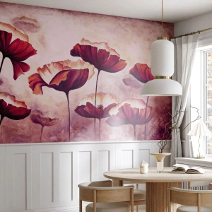 Papier Peint Photo Standard Eco - Pétale rouge et blanc - Abstraction, Fleurs, Morceau - 150x105 cm