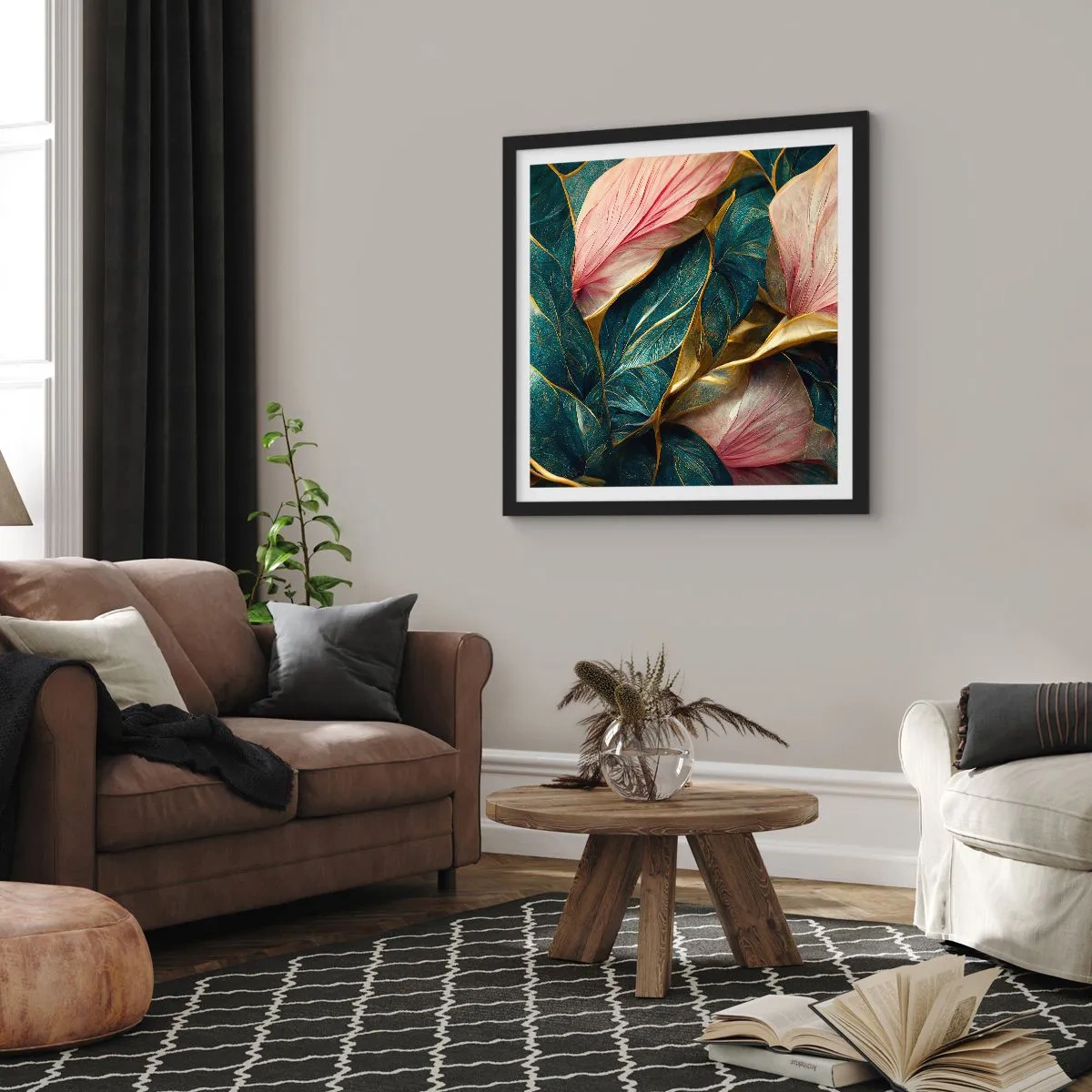 Affiche dans un cadre noir - Poster - Élégance et style naturels - 40x40 cm