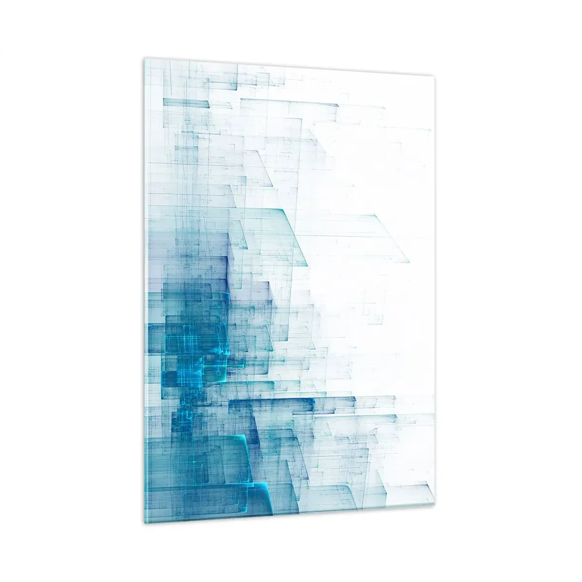 Impression sur verre - Image sur verre - Composition géométrique abstraite dans les tons de bleu - 50x70cm - Comment l’espace s’est formé - Décoration murale moderne pour le salon et la chambre ARTTOR