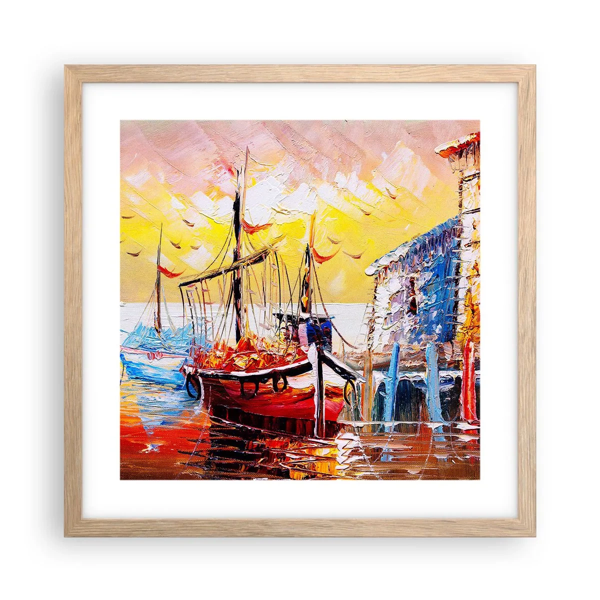 Affiche dans un chêne clair - Poster - Bon retour - 40x40 cm