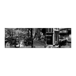 Échantillon de Papier Peint Autocollant Deluxe Sticker - Une vue très hollandaise - Amsterdam, Vélo, Architecture - 100x30 cm