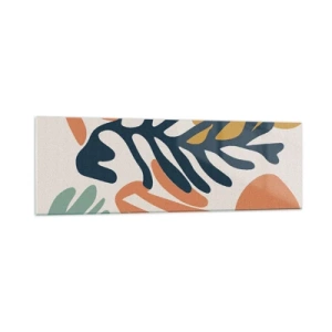 Impression sur verre - Image sur verre - Feuilles colorées dans un style abstrait - 160x50cm - Mers de corail - Décoration murale moderne pour le salon et la chambre ARTTOR