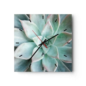 Horloge murale - Pendule murale - Gros plan d'une succulente verte - 30x30cm - Le coeur du désert - Décoration murale moderne pour le salon et la chambre ARTTOR
