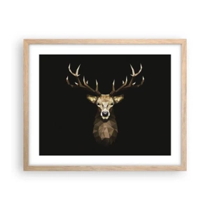 Affiche dans un chêne clair - Poster - Cerf cubique - 50x40 cm