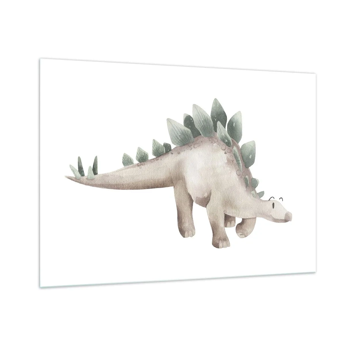 Impression sur verre - Image sur verre - Un dinosaure mignon aux couleurs pastel sur fond blanc - 100x70cm - Votre ami - Décoration murale moderne pour le salon et la chambre ARTTOR