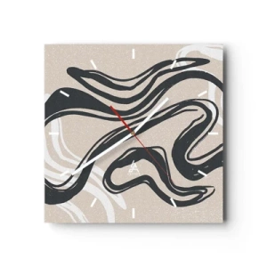 Horloge murale - Pendule murale - Lignes abstraites dans des tons sombres sur fond beige - 30x30cm - Expression multipliée - Décoration murale moderne pour le salon et la chambre ARTTOR