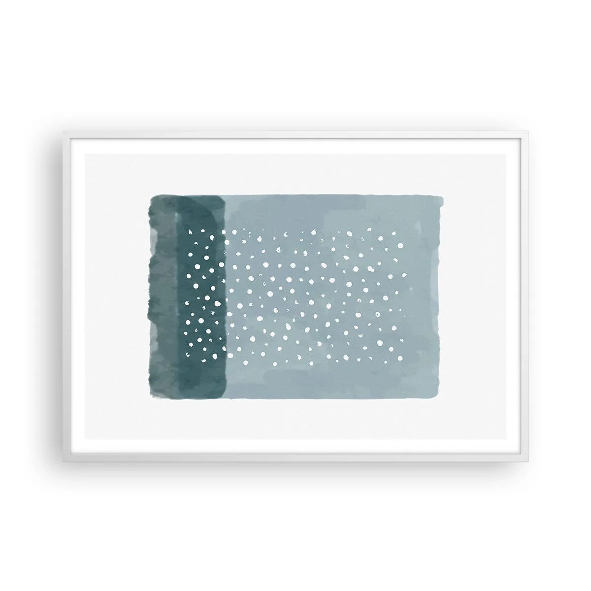 Affiche dans un cadre blanc - Poster - Évolution de bleus - 100x70 cm