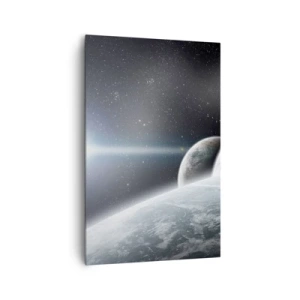 Impression sur toile - Image sur toile - Planètes dans l'espace sur fond d'étoiles et de galaxies - 80x120cm - Musique cosmique des sphères - Décoration murale moderne pour le salon et la chambre ARTTOR