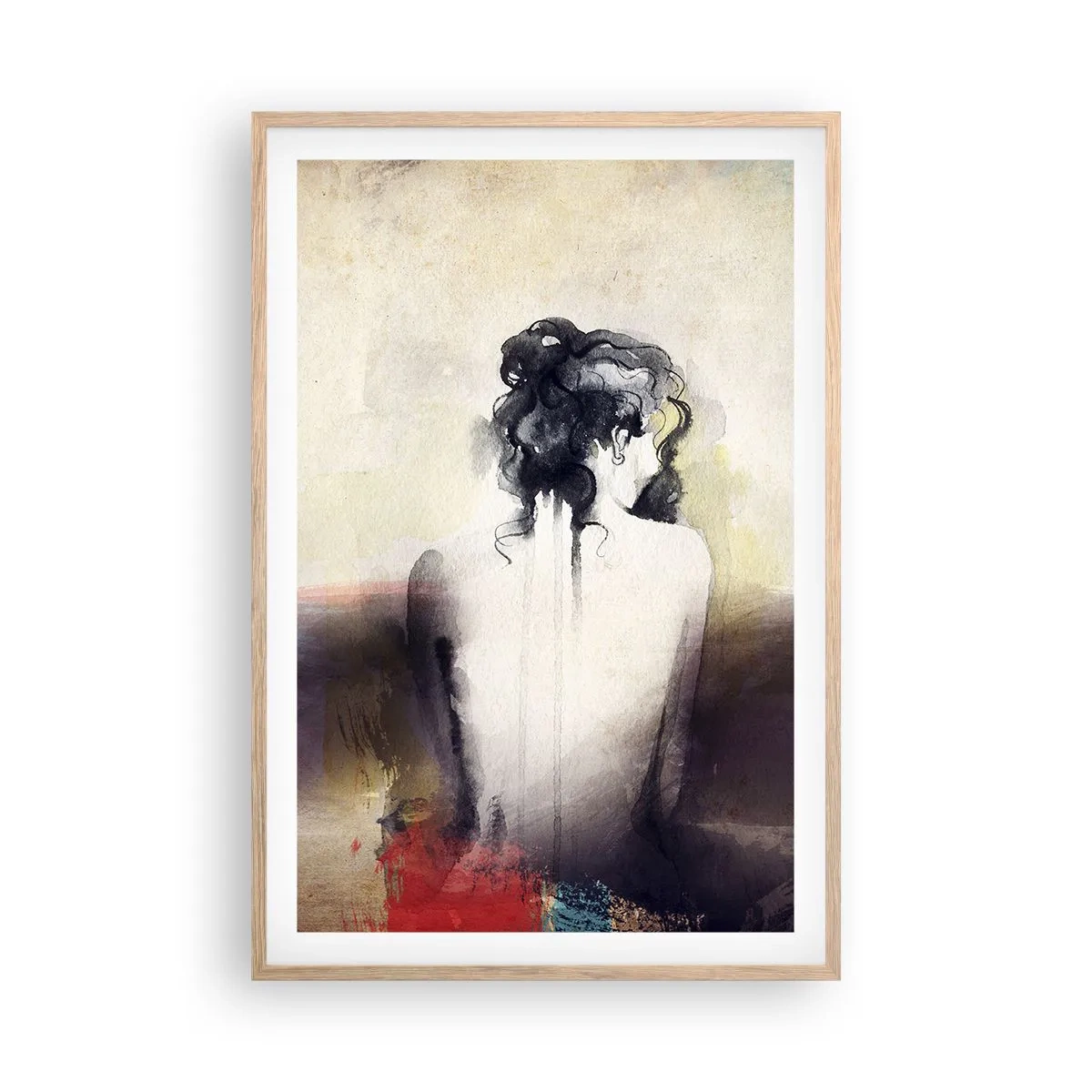 Affiche dans un chêne clair - Poster - Lignes lisses, formes ovales - 61x91 cm