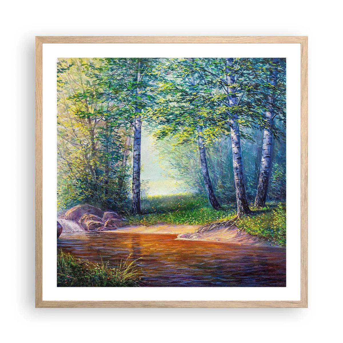 Affiche dans un chêne clair - Poster - Paysage idyllique - 60x60 cm