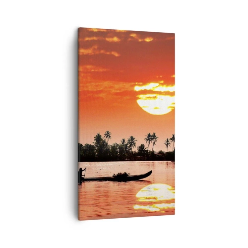 Impression sur toile - Image sur toile - La tranquillité des tropiques au coucher du soleil - 45x80 cm