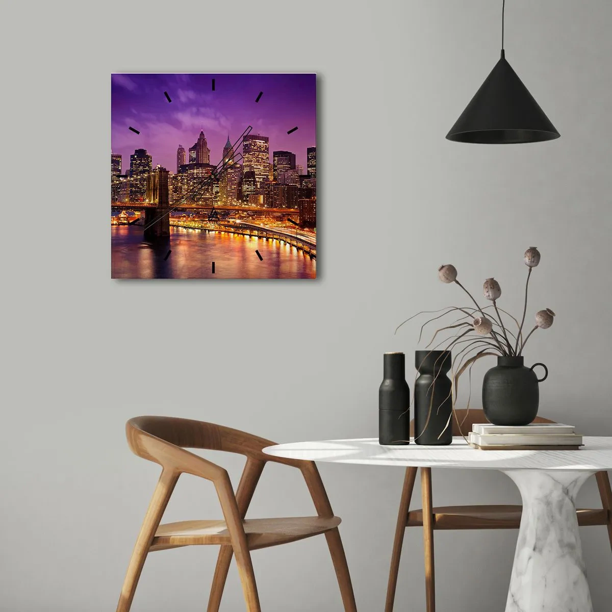 Horloge murale - Pendule murale - Manhathann or violet - 30x30 cm