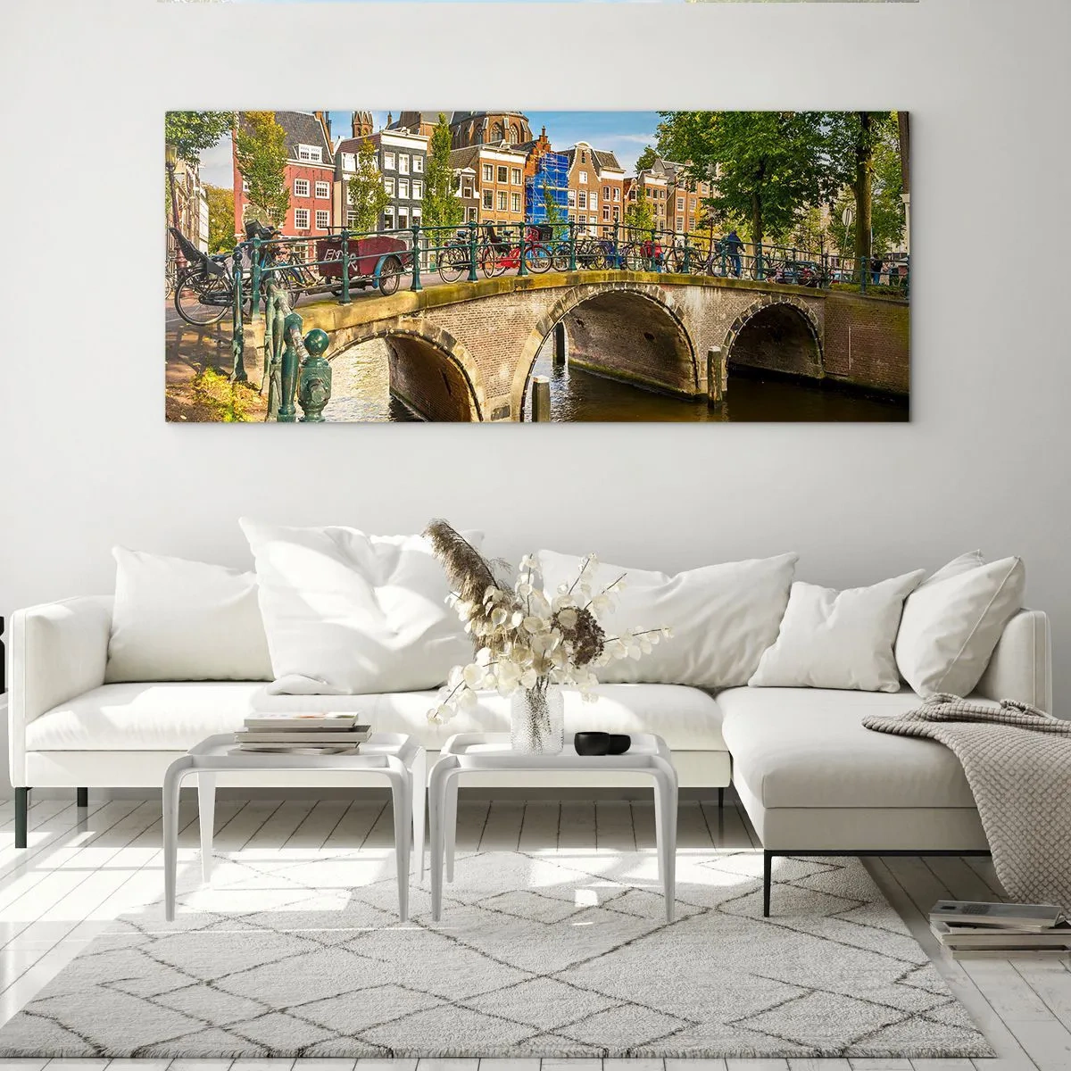 Impression sur verre - Image sur verre - Le printemps sur le canal - 100x40 cm