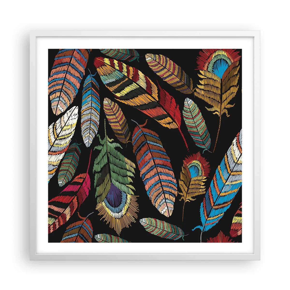 Affiche dans un cadre blanc - Poster - Le carnaval des oiseaux - 60x60 cm