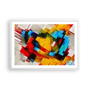 Affiche dans un cadre blanc - Poster - Une superposition multicolore - 70x50 cm