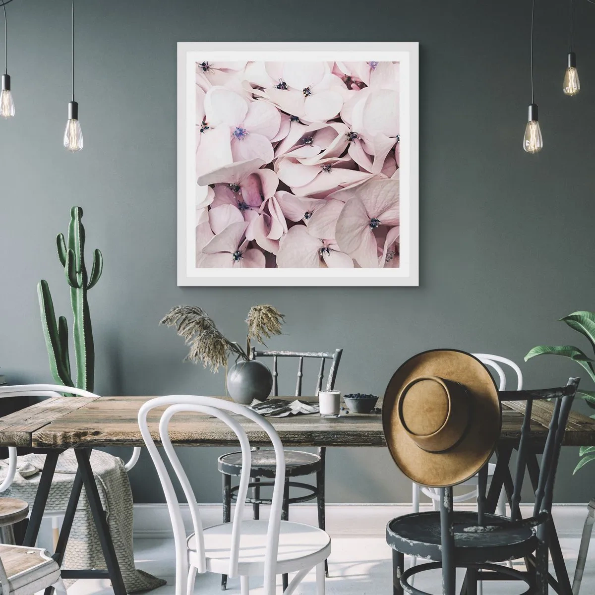 Affiche dans un cadre blanc - Poster - Dans un flot de fleurs - 40x40 cm