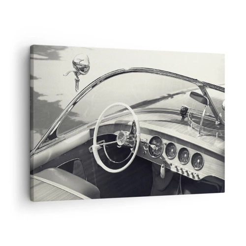 Impression sur toile - Image sur toile - Intérieur de voiture classique de style monochrome - 70x50cm - Temps pour riche - Décoration murale moderne pour le salon et la chambre ARTTOR