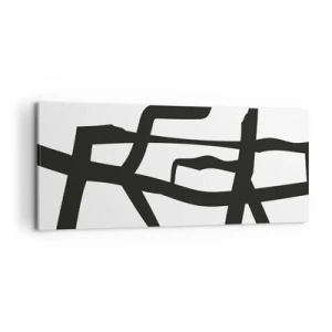 Impression sur toile - Image sur toile - Motif minimaliste noir et blanc avec des lignes géométriques - 120x50cm - Conception noir et blanc - Décoration murale moderne pour le salon et la chambre ARTTOR