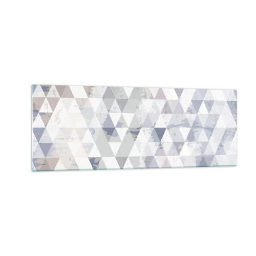 Impression sur verre - Image sur verre - Motif géométrique triangulaire dans des tons pastel - 140x50cm - En rythme de trois - Décoration murale moderne pour le salon et la chambre ARTTOR