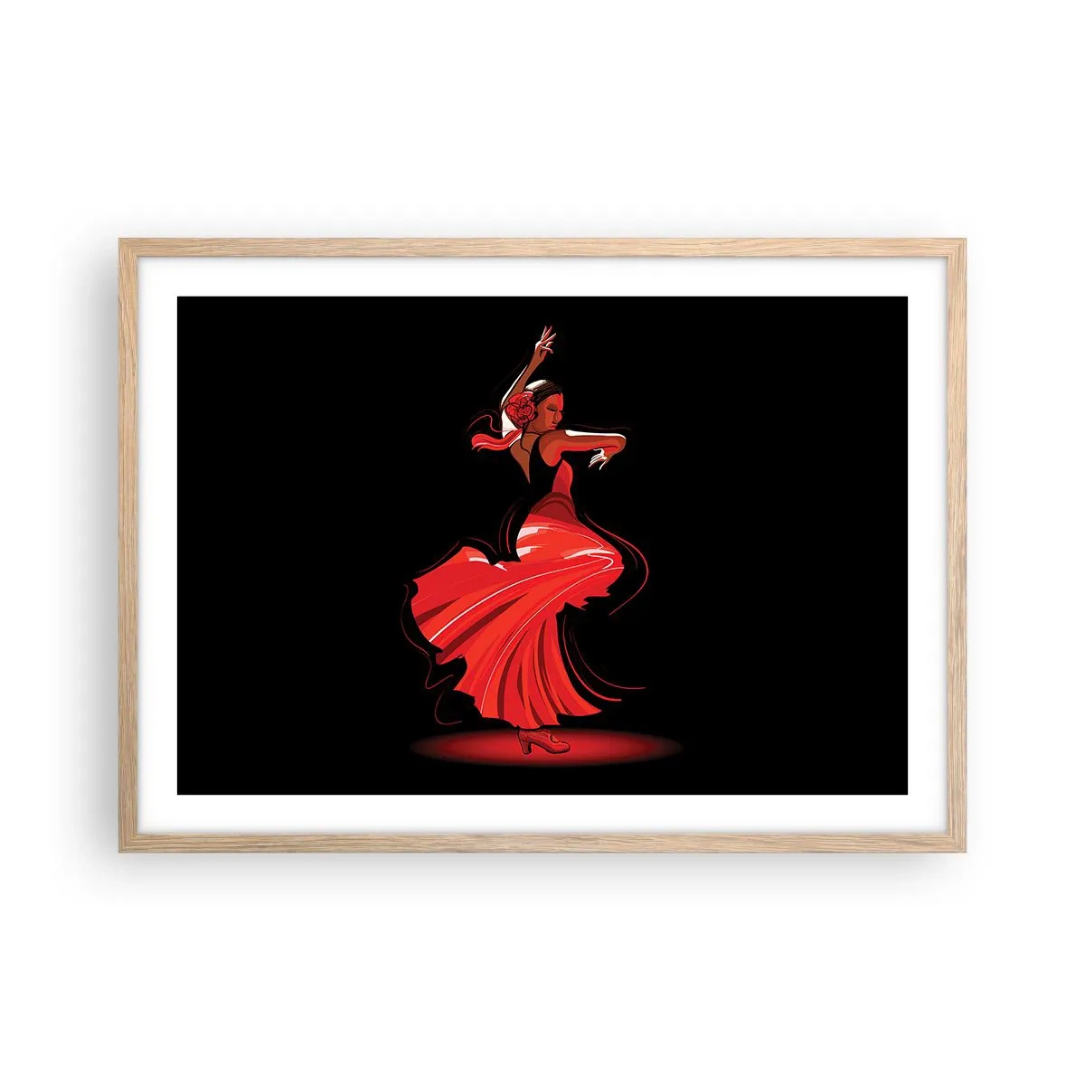 Affiche dans un chêne clair - Poster - L'esprit fougueux du flamenco - 70x50 cm