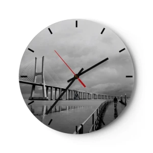 Horloge murale - Pendule murale - Un pont avec un cycliste sur le chemin un jour de pluie - 30x30cm - A tous ceux qui lui sont important - Décoration murale moderne pour le salon, la cuisine et la chambre ARTTOR