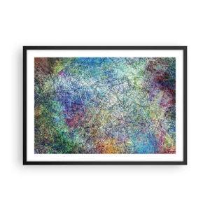 Affiche dans un cadre noir - Poster - Composition abstraite avec des lignes et des textures multicolores - 70x50cm - Ce n'est pas si simple - Décoration murale moderne pour le salon et la chambre ARTTOR