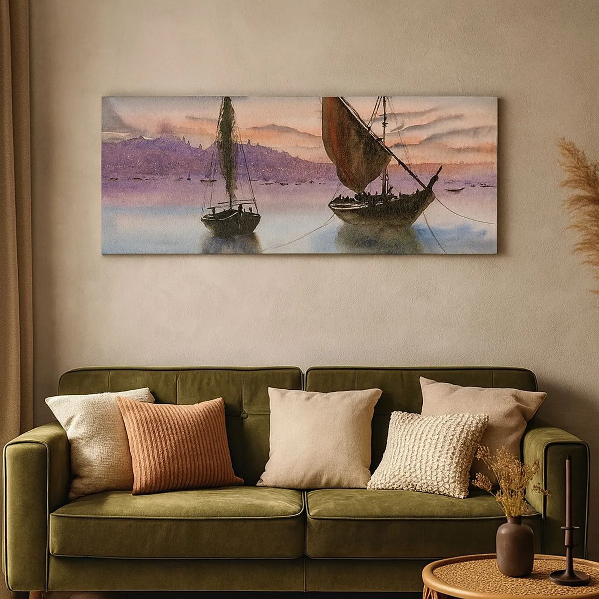 Impression sur toile - Image sur toile - Soirée au port - 100x40 cm