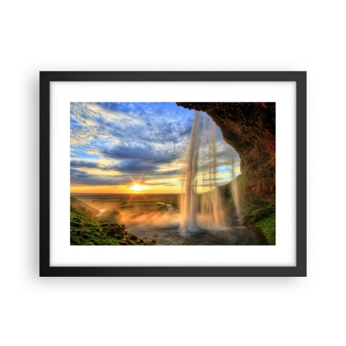 Affiche dans un cadre noir - Poster - Le monde derrière un voile de gouttes - 40x30 cm