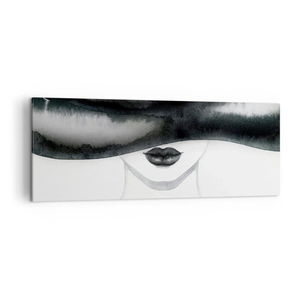 Impression sur toile - Image sur toile - Un portrait subtil d'une femme au visage couvert dans un style monochrome. - 140x50cm - Un mystère sensuel - Décoration murale moderne pour le salon et la chambre ARTTOR