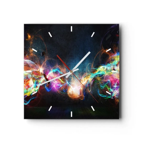 Horloge murale - Pendule murale - Des éclairs de lumière colorés dans une composition abstraite - 30x30cm - Joyeusement contre l'obscurité - Décoration murale moderne pour le salon et la chambre ARTTOR