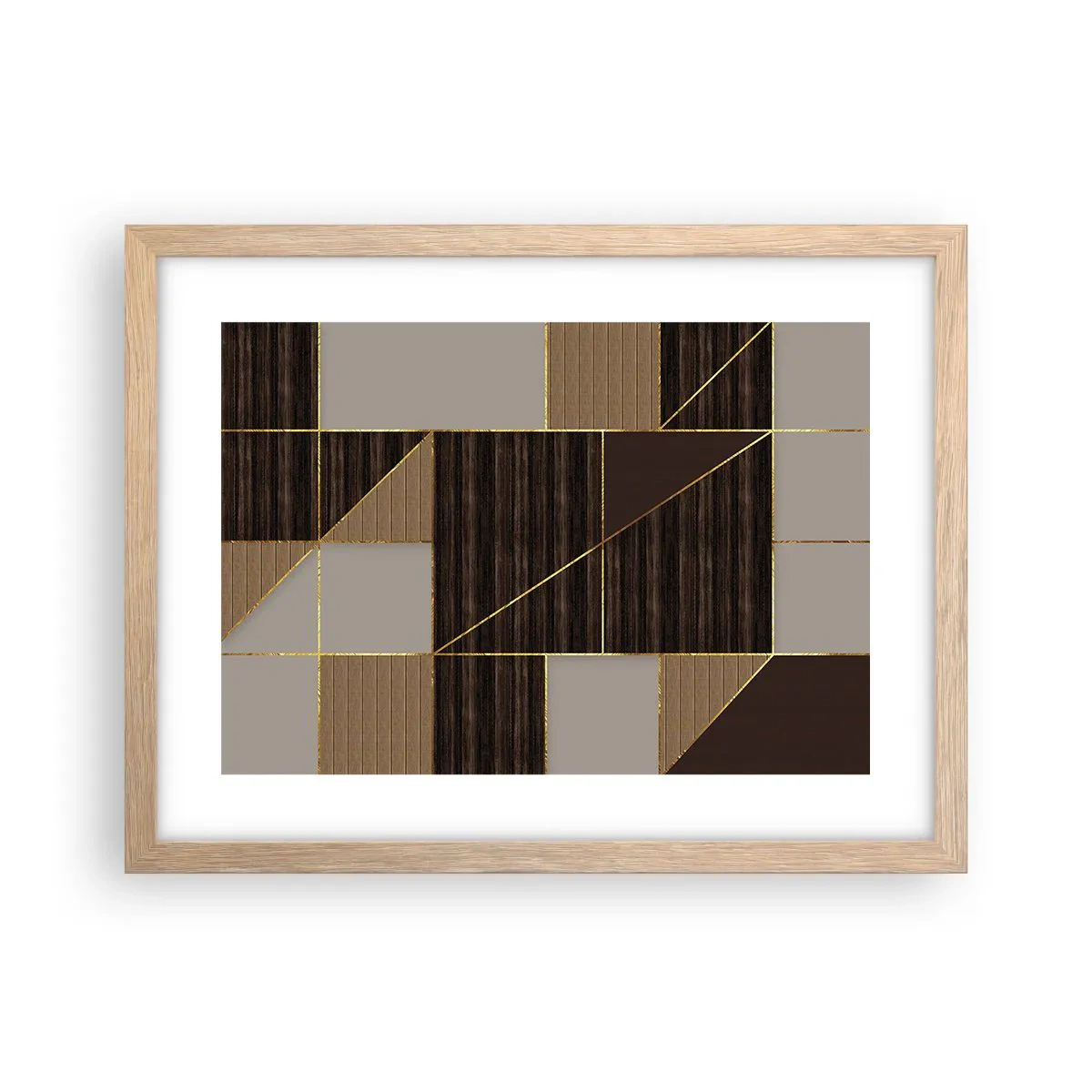 Affiche dans un chêne clair - Poster - Mozaique de bronze et d'or - 40x30 cm