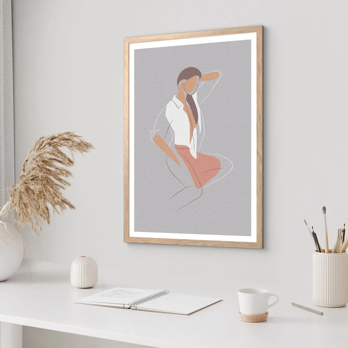 Affiche dans un chêne clair - Poster - Contour gracieux - 50x70 cm