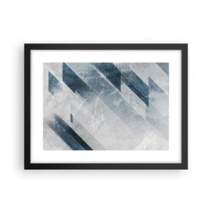 Affiche dans un cadre noir - Poster - Composition spatiale - mouvement gris - 40x30 cm