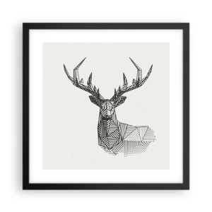 Affiche dans un cadre noir - Poster - Cerf dans un style cubique - 40x40 cm