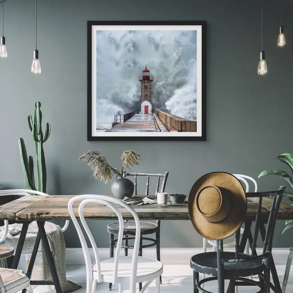 Affiche dans un cadre noir - Poster - Le rugissement des eaux, le bruit soufflera - 40x40 cm