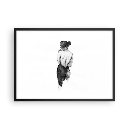 Affiche dans un cadre noir - Poster - La silhouette d'une femme capturée dans une aquarelle subtile - 70x50cm - Auprès d'elle, le monde disparaît - Décoration murale moderne pour le salon et la chambre ARTTOR